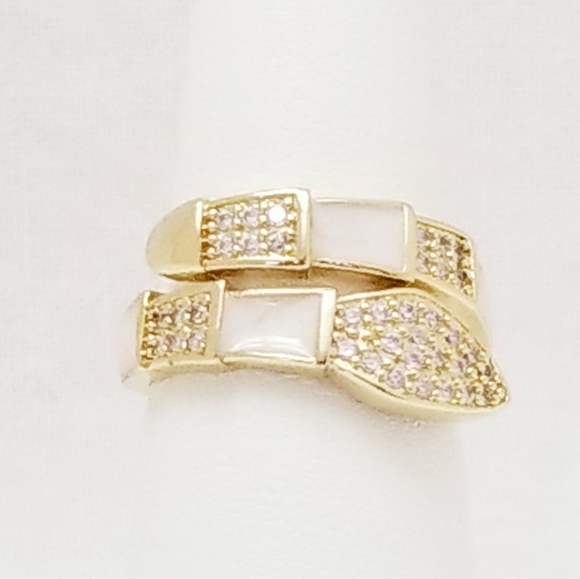 Snake Stackable Women's Ring. White. 14K Gold Plated. New - Picture 2 of 8